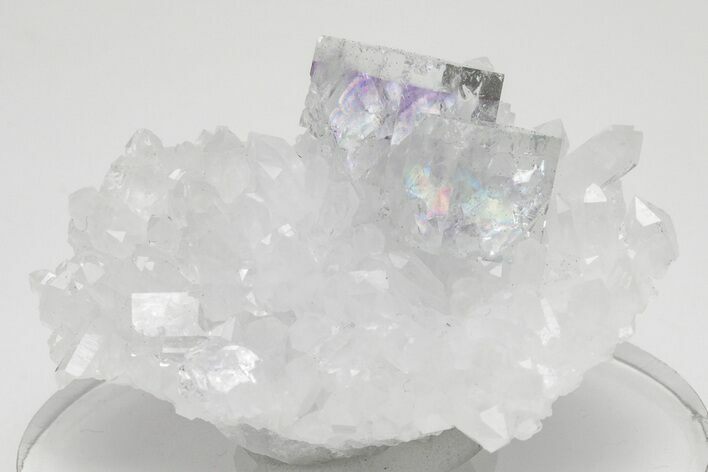 Purple-Zoned Cubic Fluorite Cluster with Quartz - China #205611